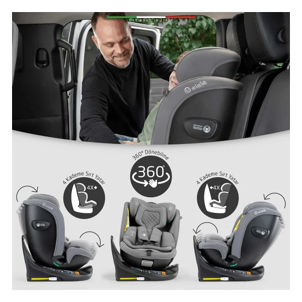 Elele Ritornofix I-Size 360° Dönebilen 0-36 kg Oto Koltuğu - Görsel 6
