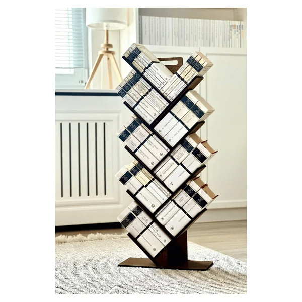 Vigo Wood - Mk10 Geometrik 8 Raflı Ağaç Kitaplık (Büyük) - Görsel 9