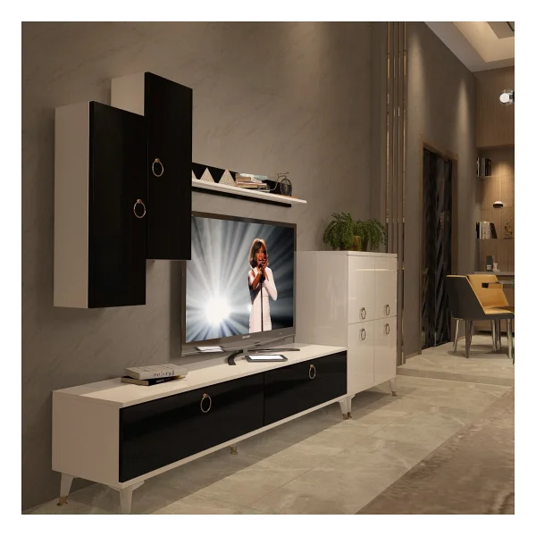 Decoraktiv Eko 6 Mdf Std Gold Tv Ünitesi Tv Sehpası Beyaz - Ceviz - Görsel 8