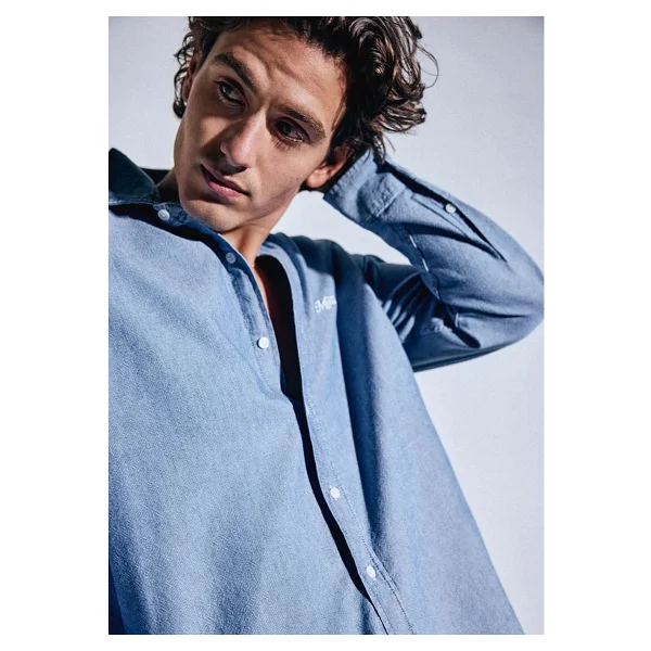 MVJNS Nakışlı Mavi Gömlek Loose Fit/Bol Rahat Kesim 0211885-18790 - Görsel 8