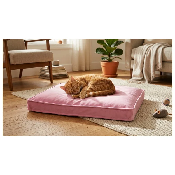 Brt Pet Premium Kedi Köpek Yatağı - 50X70 Fermuarlı Yıkanabilir Minder - Pembe - Görsel 8
