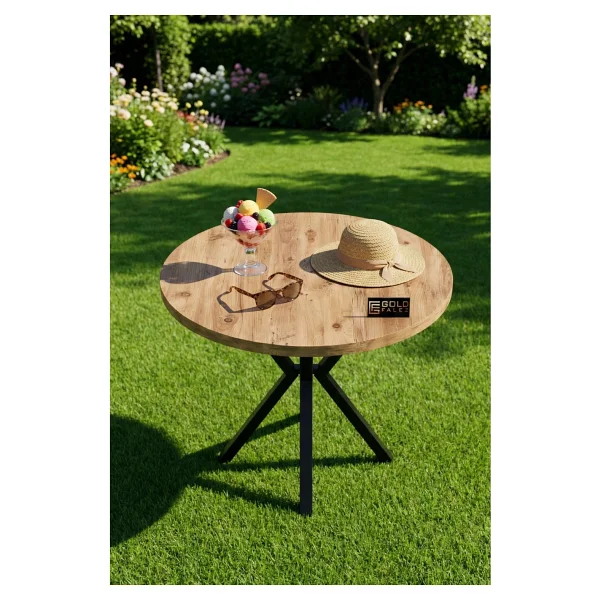 GOLDFALEZ Mutfak Masası 90 cm Yuvarlak Masa Modern Metal Ayaklı Cafe Balkon Ofis Yemek Masası 9825 Atlantik - Görsel 3