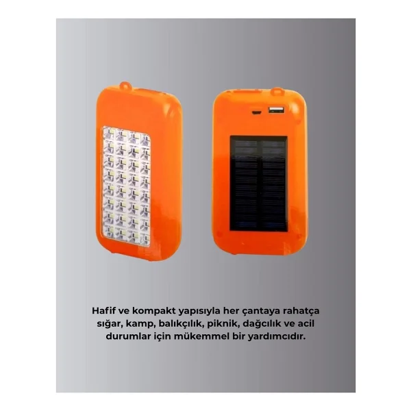 Gold Silver GS-875 Güneş Enerjili Powerbank ve 32 LED Işıldak - Görsel 5
