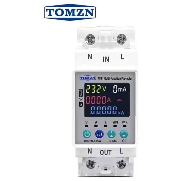 Tomzn Kaçak Akım Koruma Rölesi Yüksek Voltaj ve Akım Koruyucu Röle 63A Wifi TOMPD-63SW - Görsel 5