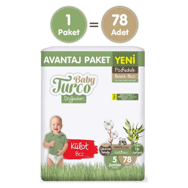 Baby Turco Doğadan Pofuduk 5 Numara Junior 78'li Külot Bez - Görsel 7