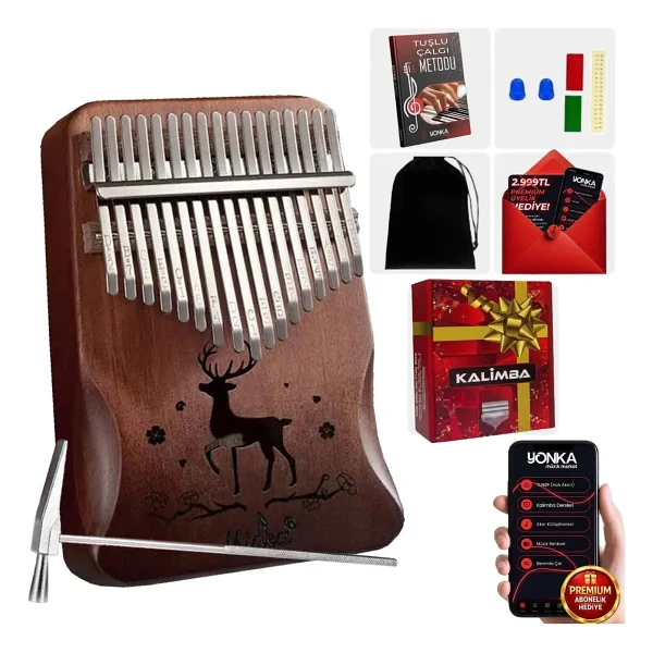 Midex KLX-456 Hakiki Maun Ağacı 17 Çelik Tuşlu Kalimba - Görsel 9