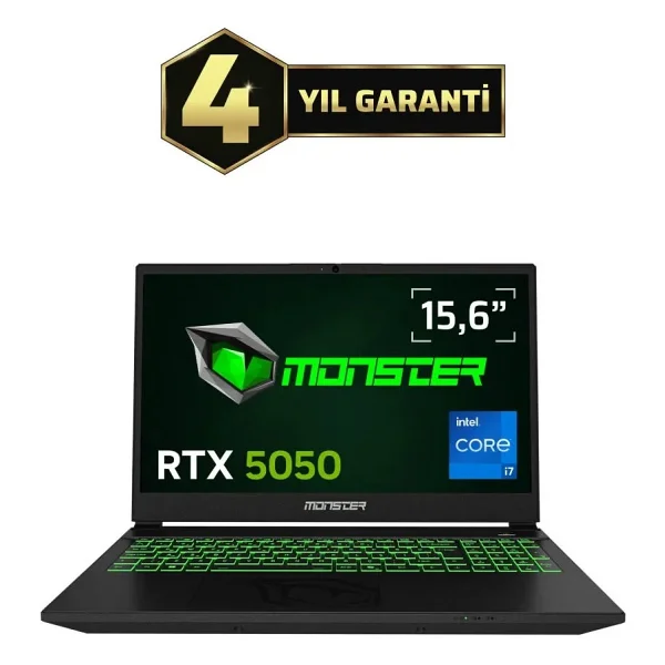 Monster Abra A5 V22.1.14 i7-13620H 24 GB 1 TB SSD RTX5050 15.6" FreeDOS Full HD Gaming Laptop - Görsel 7