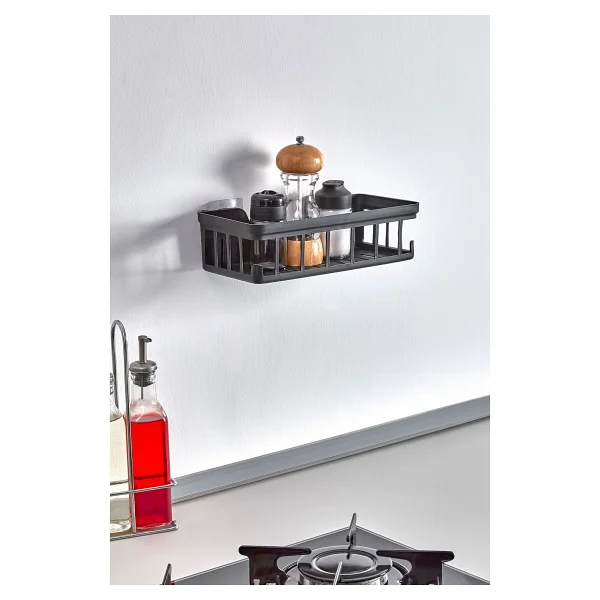 İndecor Houseware 1 Adet Oslo Banyo Düzenleyici Deterjanlık Sabunluk 1'li Yapışkanlı Eviye Altı Düzenleyici Organizer - Siyah - Görsel 3