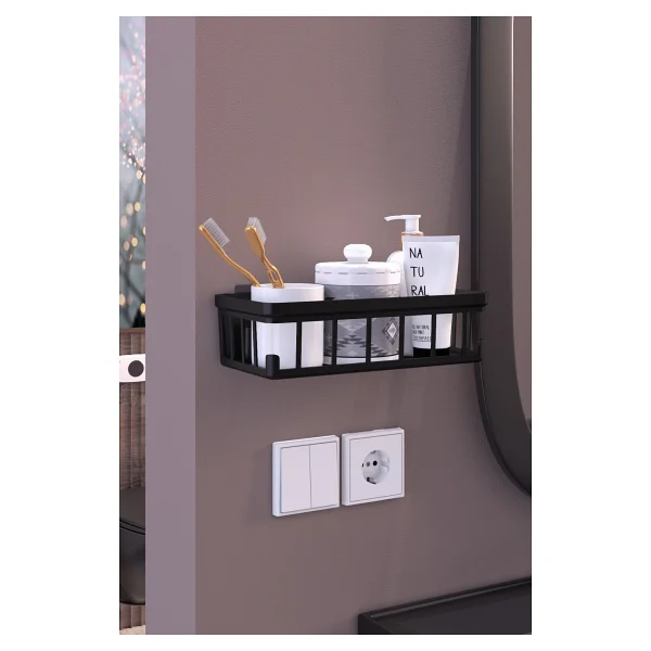 İndecor Houseware 1 Adet Oslo Banyo Düzenleyici Deterjanlık Sabunluk 1'li Yapışkanlı Eviye Altı Düzenleyici Organizer - Siyah - Görsel 5
