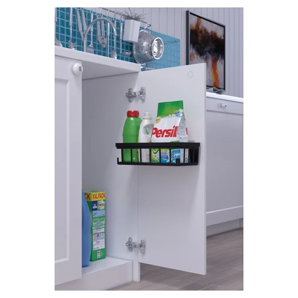 İndecor Houseware 1 Adet Oslo Banyo Düzenleyici Deterjanlık Sabunluk 1'li Yapışkanlı Eviye Altı Düzenleyici Organizer - Siyah - Görsel 6