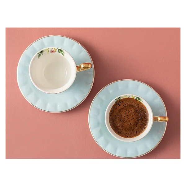 English Home Vanilla New Bone China Açık Mavi 2 Kişilik Kahve Fincan Takımı - Görsel 2