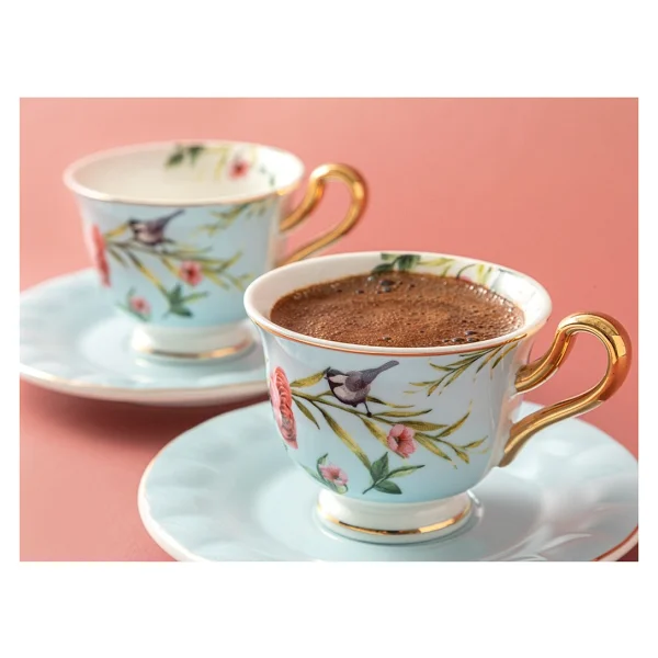 English Home Vanilla New Bone China Açık Mavi 2 Kişilik Kahve Fincan Takımı - Görsel 3