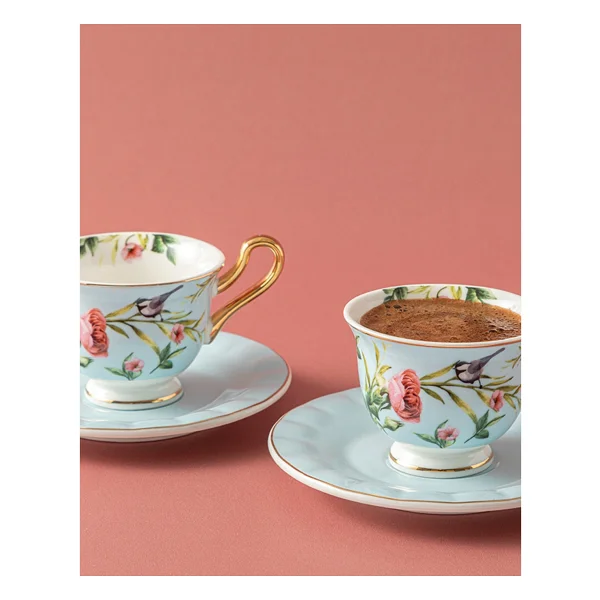 English Home Vanilla New Bone China Açık Mavi 2 Kişilik Kahve Fincan Takımı - Görsel 4