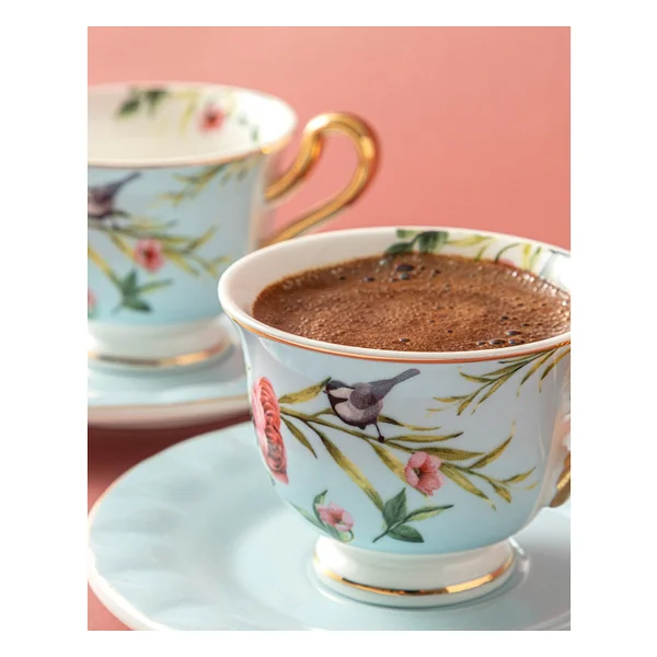 English Home Vanilla New Bone China Açık Mavi 2 Kişilik Kahve Fincan Takımı - Görsel 6