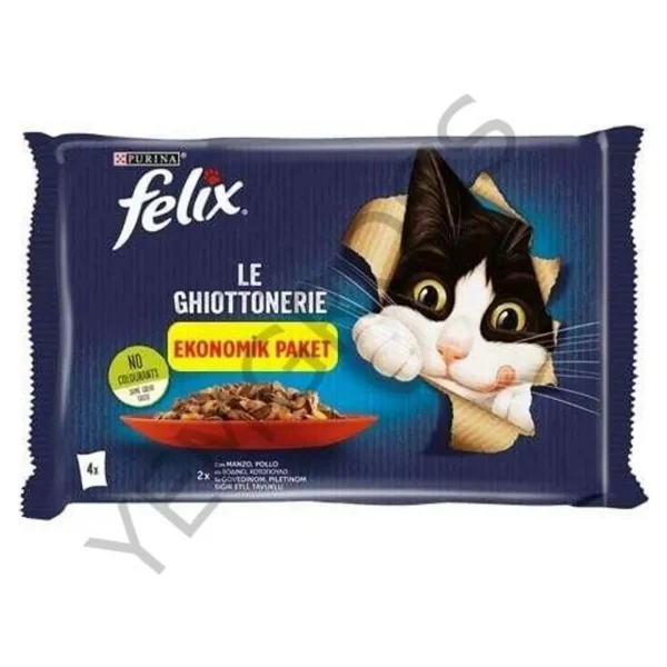 Felix Sığır Etli ve Tavuklu 4x85 gr Yetişkin Kedi Yaş Maması - Görsel 3