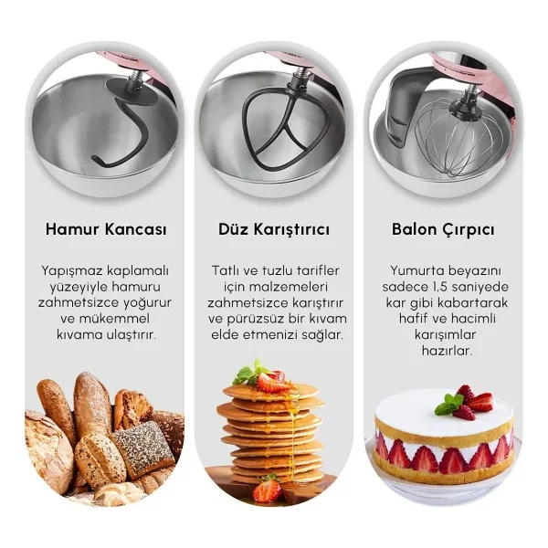 Karaca Mastermaid Chef Ultra M 2000 W Pearl White 7 lt Hamur Yoğurma Makinesi - Görsel 6