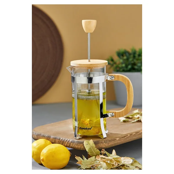 Cooker 350 ml Cam French Press - Bej - Görsel 2