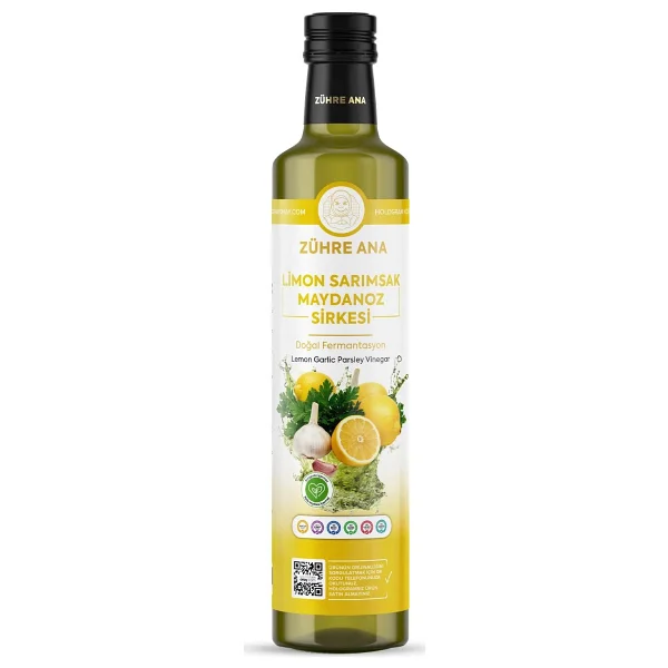 Zühre Ana Limon Sarımsak Maydanoz Sirkesi Doğal Fermantasyon Lemon Garlic Parsley Vinegar 500 Ml - Görsel 5
