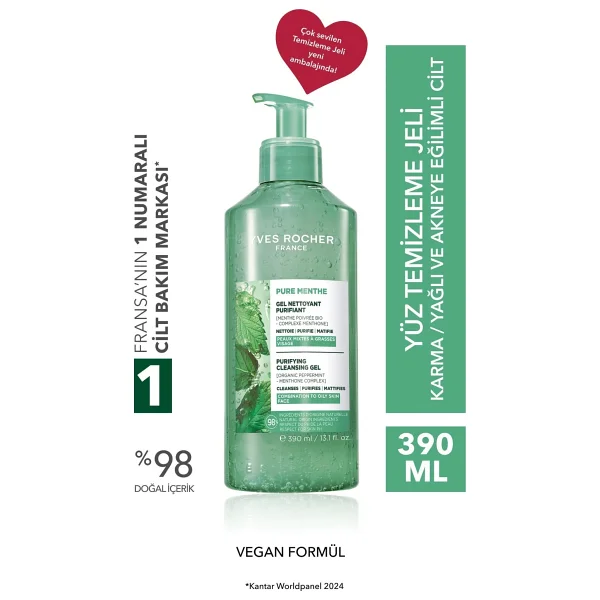 Yves Rocher Pure Menthe Arındırıcı 390 ml Yüz Temizleme Jeli - Görsel 8