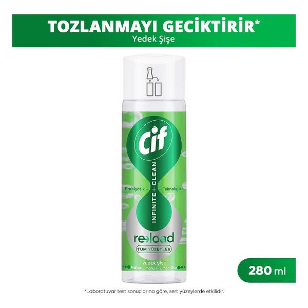 Cif Infinite Clean Probiyotikli Misket Limonu ve Limon Otu Yüzey Temizleyici Yedek Şişe 280 ml - Görsel 2