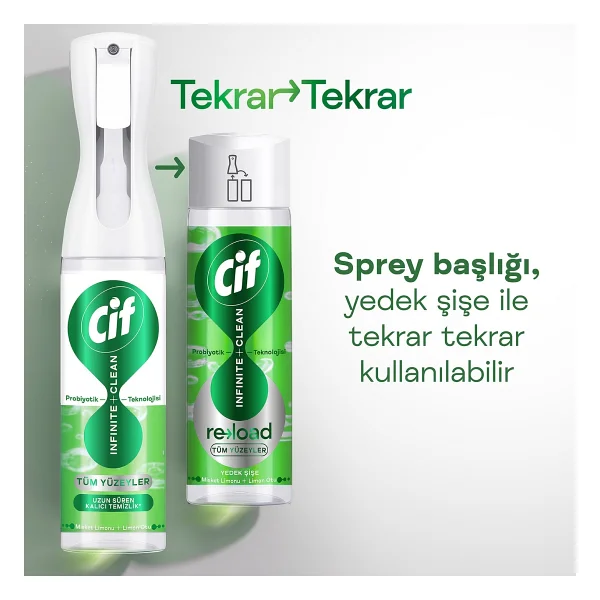Cif Infinite Clean Probiyotikli Misket Limonu ve Limon Otu Yüzey Temizleyici Yedek Şişe 280 ml - Görsel 5