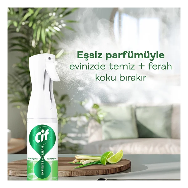 Cif Infinite Clean Probiyotikli Misket Limonu ve Limon Otu Yüzey Temizleyici Yedek Şişe 280 ml - Görsel 6