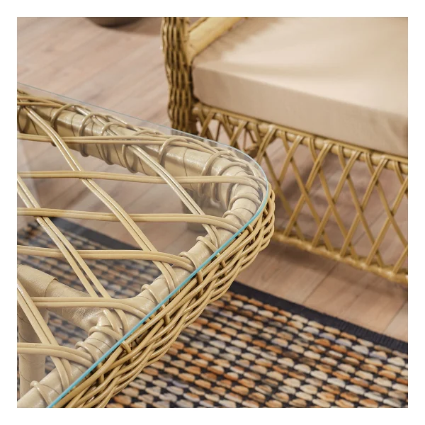 Evdemo Edra 3+1+1 Cam Masalı Rattan Bahçe Balkon Takımı - Görsel 5