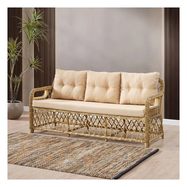Evdemo Edra 3+1+1 Cam Masalı Rattan Bahçe Balkon Takımı - Görsel 2
