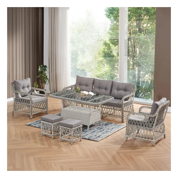 Evdemo Edra 3+1+1 Cam Masalı Rattan Bahçe Balkon Takımı - Görsel 9