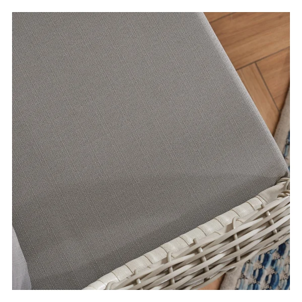 Edra Rattan Puflu Bahçe Balkon Takımı 3+1+1+Camı Masa Kemik Rengi - Görsel 7