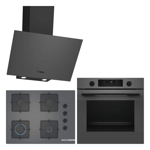 Bosch Gri 3 Lü Ankastre Set 402 ( HUA736EN0T - POP7C9P30O - DWK64PJ70T ) 67CM Ocak - Buhar Destekli - - Görsel 5