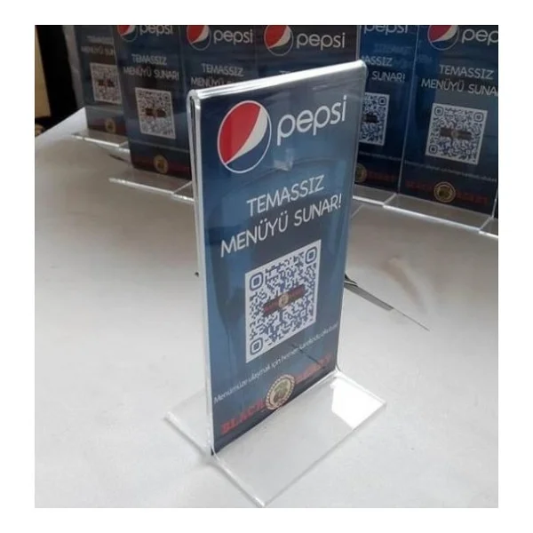 Best Reklam 10x21 cm T Tipi Dikey Şeffaf Pleksi Föylük Menü Broşür Etiketlik Fiyatlık Fotoğraflık Masaüstü Stand Sehpa Sunum - Görsel 2