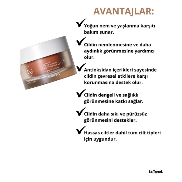 MEDIPEEL Hyal Kombucha Tea-Tox Çift Kremalı Güçlendirici 50 ml Yaşlanma Karşıtı Krem - Görsel 3