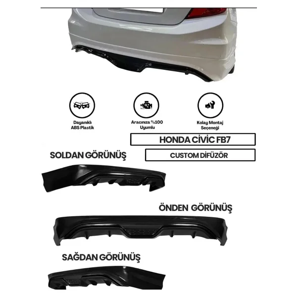 Honda Civic FB7 Custom Difüzör - Görsel 7