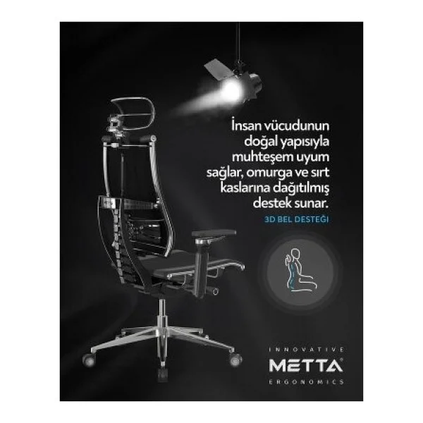 Atom Ofis Yoga 4d Siyah Deri Yönetici Çalışma Koltuğu - Görsel 6