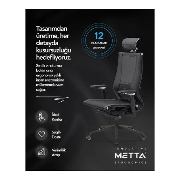 Atom Ofis Yoga 4d Siyah Deri Yönetici Çalışma Koltuğu - Görsel 7