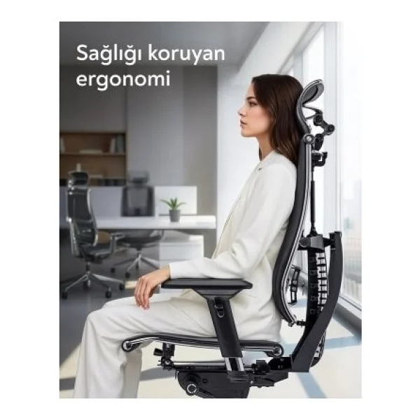 Atom Ofis Yoga 4d Siyah Deri Yönetici Çalışma Koltuğu - Görsel 10