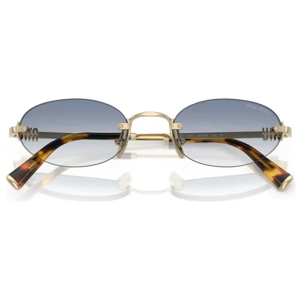 Miu Miu Logo A54S ZVN80O Gold-Light Blue Kadın Güneş Gözlüğü - Görsel 6
