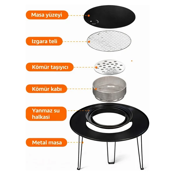 Mubx Katlanabilir Kamp Masası Izgaralı Mangal Özellikli Taşınabilir Outdoor Piknik Masa - Görsel 4