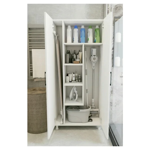 Montenero Çok Amaçlı Dolap Banyo Düzenleyici Kiler Dolabı Kova Süpürge Deterjan Dolabı - Görsel 9
