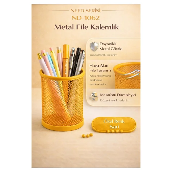 Need ND-1062 Metal File Sarı Kalemlik - Görsel 6