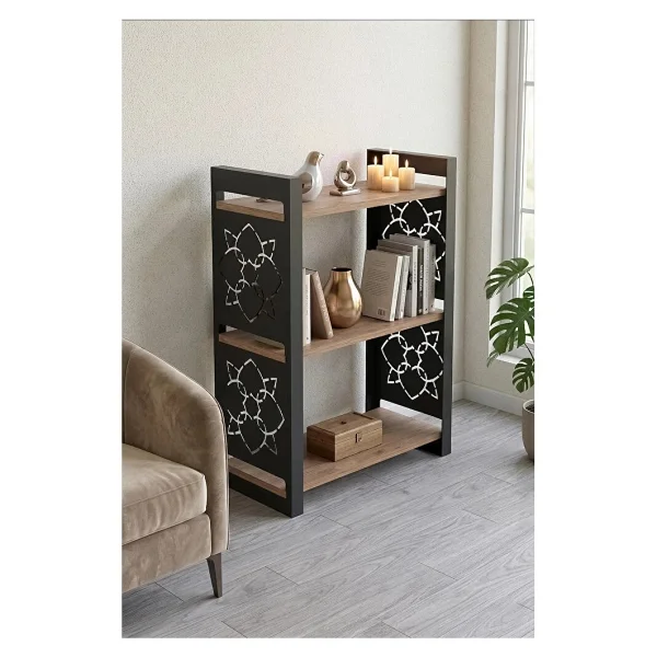 RetoDesign 85 cm 3 Katlı Endüstriyel Kitaplık, Konsol, Çiçeklik, Çok Amaçlı Raf 2810 - Atlantik Çam - Görsel 7