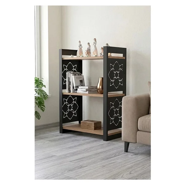 RetoDesign 85 cm 3 Katlı Endüstriyel Kitaplık, Konsol, Çiçeklik, Çok Amaçlı Raf 2810 - Atlantik Çam - Görsel 4