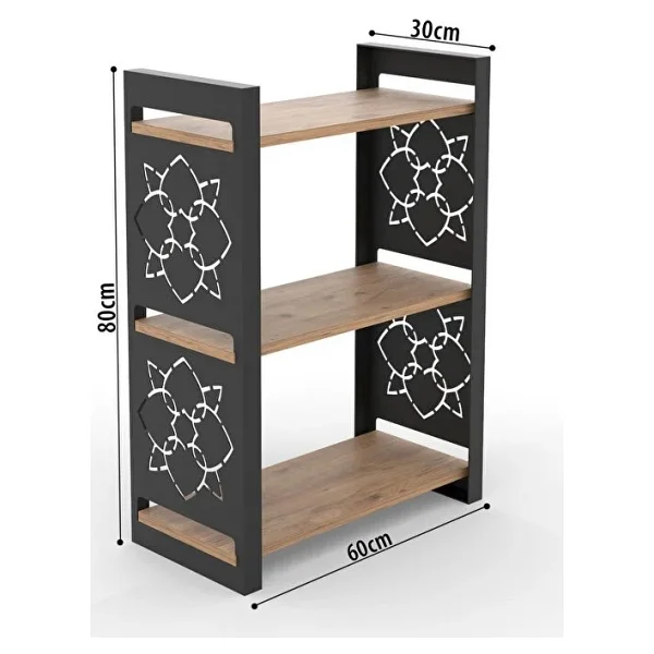 RetoDesign 85 cm 3 Katlı Endüstriyel Kitaplık, Konsol, Çiçeklik, Çok Amaçlı Raf 2810 - Atlantik Çam - Görsel 6