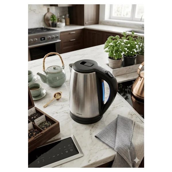 Sunny Flora SN5KTL40 Led Işıklı Çelik Kettle Su Isıtıcı 1.7 L Kapasite 1500W (Gri/Inox) - Görsel 3
