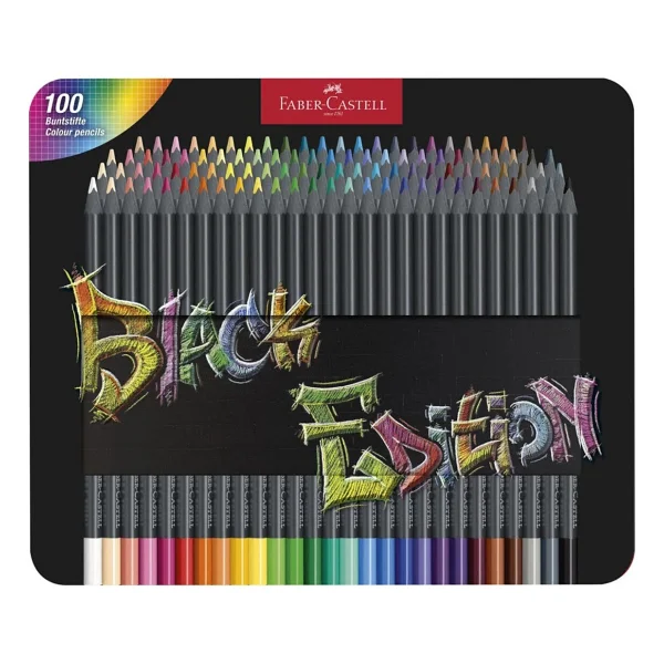 Faber-Castell Black Edition Metal Kutu 100'lü Kuru Boya Seti - Görsel 7