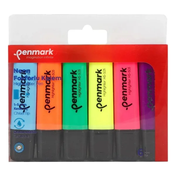 Penmark Neon 6'lı Fosforlu Kalem Seti - Görsel 2