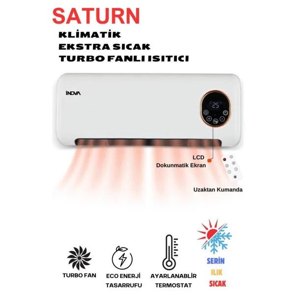 Inova Saturn 2000 W Uzaktan Kumandalı Duvar Tipi Isıtıcı - Görsel 6