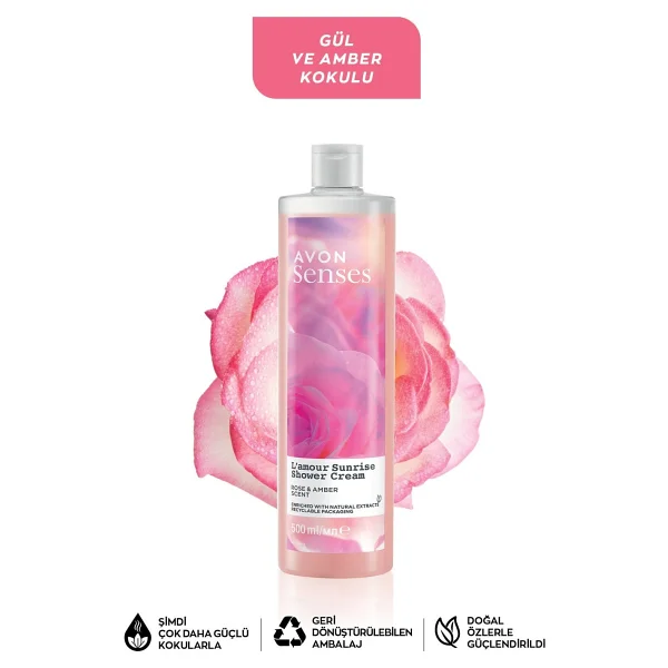 Avon Senses L'amour Sunrise Gül ve Amber Kokulu Kremsi 500 ml Duş Jeli - Görsel 7
