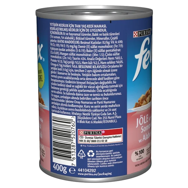 Felix Somon ve Alabalıklı 400 gr 6'lı Yetişkin Konserve Kedi Maması - Görsel 4
